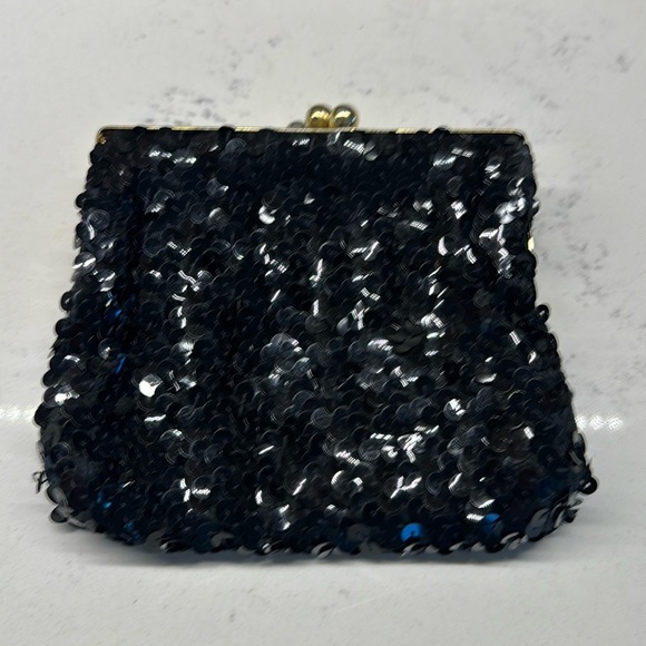 JEM Black Beaded & Sequin Purse | Handmade Vintage Handbag - Picture 1 of 7